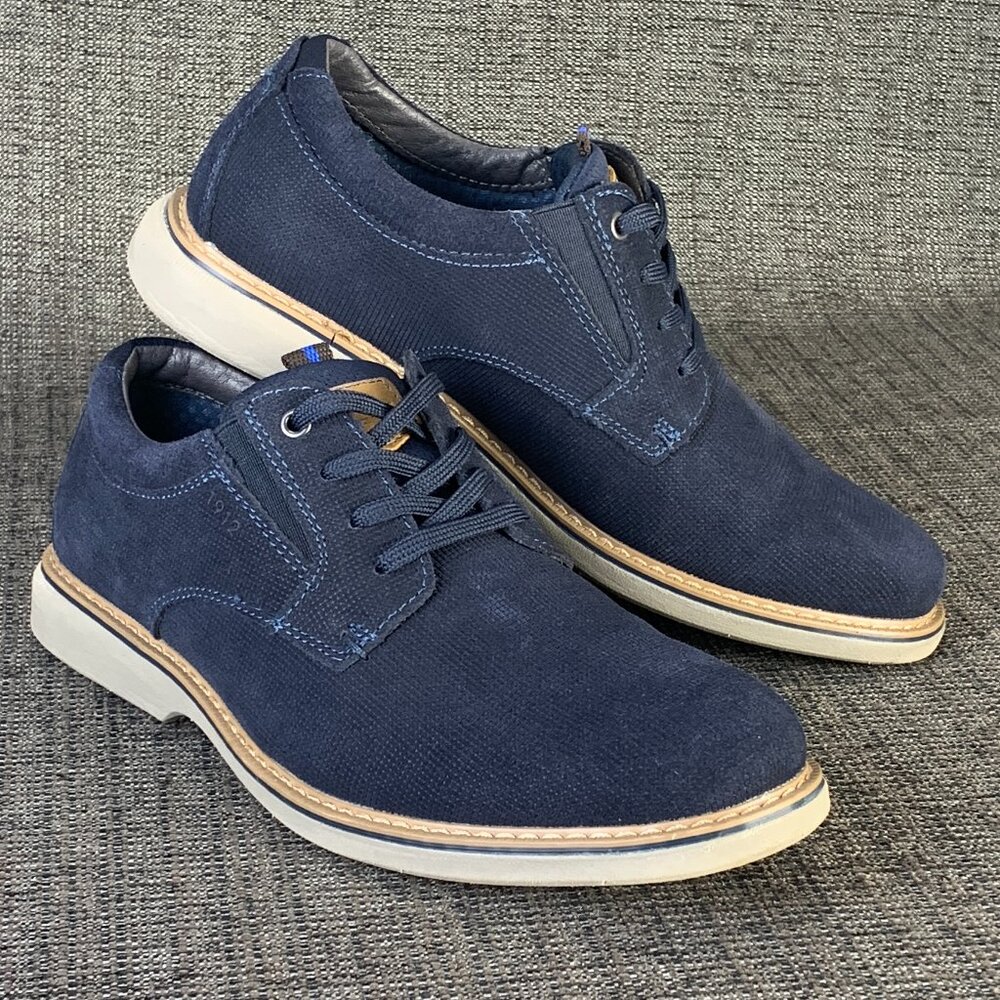 Nunn Bush Otto Plain Toe Oxford Shoes - Mens 8.5 - suede lightweight navy dress